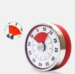 8cm Mini conto alla rovescia meccanico Timer da cucina Strumento Acciaio inossidabile Forma rotonda Cottura Time-Clock Allarme Timer magnetico Promemoria SN5928
