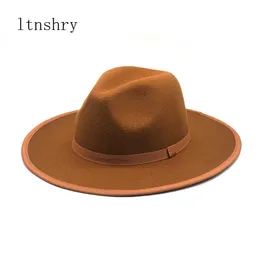 Berets Vintage Fedora Männer Gentleman Wolle Breite Krempe Top Hut Frühling Herbst Für Frauen Chapeau Bowler Damen Elegante Jazz