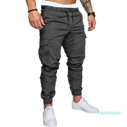 Designer-marca outono homens calças hip hop harem corredores calças novas calças masculinas homens sólidos multi-bolso cargo calças magras cabecas