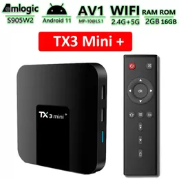 스마트 TV 박스 안드로이드 11 TX3 미니 플러스 amlogic S905W2 쿼드 코어 2.4G 5G WIFI 100M 4K 60FPS 미디어 플레이어 TX3MINI 2GB 16GB