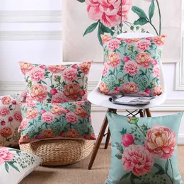 クッション/装飾的な枕の卸売カントリースタイルのぼろぼろのシックなピンクの牡丹花のクッション家の装飾的なケース45x45cm / 30x50cm
