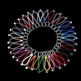 30 färg läder flätat vävt keychain rep ringar passar diy cirkel hängsmycke nyckelkedjor hållare bil nyckelringar smycken tillbehör i bulk jxw917
