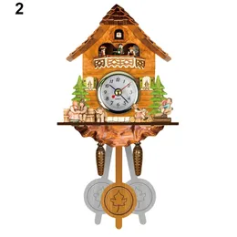 Holz Kuckucksuhr Wanduhr Vogel Zeit Glocke Schaukel Alarm Uhr Home Art Decor Nordic Retro Wohnzimmer Uhr 211110