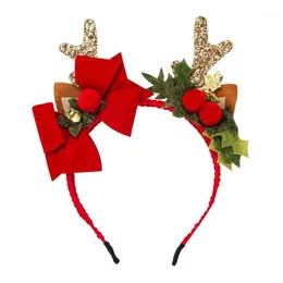 素敵なサンタエルクアンタルズクリスマスヘッドバンド女の子エレガントな花のベルクリスマスデコレーションヘアバンドパーティーギフトレディヘアクリップバレット