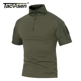 Tacvasen Erkekler Yaz T Shirt Airsoft Ordusu Taktik T Gömlek Kısa Kollu Askeri Kamuflaj Pamuk Tee Gömlek Paintball Giyim 210726