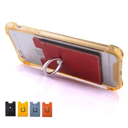 Titular do cartão de telefone para traseiro do adesivo de adesivo Id Credit Wallet Pocket With Ring Stand para iPhone 15 Pro Max Samsung Galaxy Smartphones