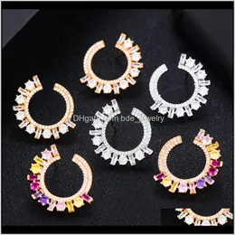 Jewelrygodki Uique Multicolor Geometric Cluster Stud Earrings For Women Wedding Party Fashion Dubai Bridal Jewelry Gift Drop Delivery 2021 Gx