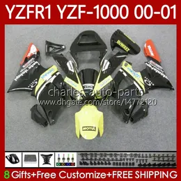 Motocicleta de carroçaria para Yamaha YZF-R1 YZF1000 YZF R1 1000 CC 00-03 Bodys 83NO.67 YZF R1 1000CC Amarelo Black 2000 2001 2002 2003 YZF-1000 YZFR1 00 01 02 03 Kit de Feira do OEM