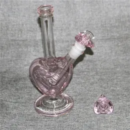 Pipa ad acqua in vetro a forma di cuore Pipa da fumo Bong Oil Rigs Narghilè Dab Rig bong con ciotole a cuore nettare di cenere