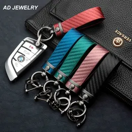 New Popular Colorful Textured Leather Keychain Gun Metal Plated Alloy Car Key Chain with Spring Buckle