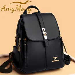 Large Capacity Backpack Purses Women High Quality Leather Female Vintage Bag School Bags Travel Bagpack Ladies Bookbag Rucksack 202211
