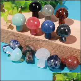 Stone Loose Beads Jewelry Mini Mushroom Statue Natural Carved Decoration Quartz Hand Polished Healing Crystal Reiki Trinket Gift Room Orname