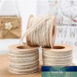 10m / rolka Jute Burlap Rolls Hessian Wstążka z koronki Vintage Rustykalne dekoracje ślubne Party DIY Crafts Christmas Prezent Opakowanie Cena fabryczna Expert Design Quality