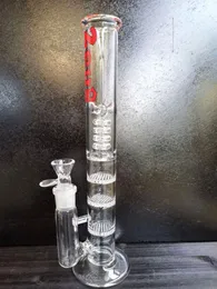 Straight Tube Glass Bong Triple Layer Comb Perc Hookah Percolator Water Pipes Ice Catcher Heady Oil Dab Rig loveyouglass selling