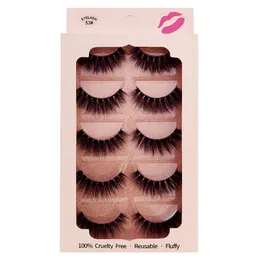Pure Hand Made Mink Faux Eyelashes Reusable Soft Light Natural Thick 5 Pairs 3D Fake Lashes Extensions Set Plastic Cotton Stalk Makeup for Eyes 7 Models DHL Free