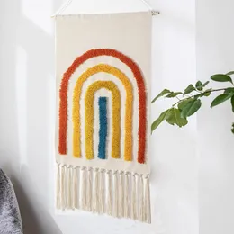 Handvävd Tassel Tapestry Dekoration Nordic Style Paintings Oormory Renovering Tyg Bakgrund Tyg Sovrum Hängande Tygduk