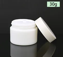20g 30g szklane butelki słoikowe białe słoiki kosmetyczne z wewnętrzną osłoną wkładki PP do kremu do twarzy do ust bali wargi SN5651