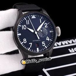 Big Pilot 46mm IW506101 Watches Date White Mark Dial Automatic Mens Watch 7 Day Power Reserve PVD Black Steel Case Nylon Leather Strap Sport Hello_watch