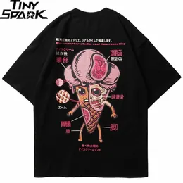 Mężczyźni Hip Hop T Shirt Funny Ice Cream Anatomy Harajuku Japoński Kanji T-shirt Streetwear Japonia Tshirt Bawełniane lato Topy Tees 210324