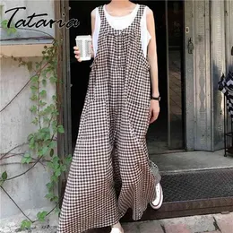 Overalls Plaid Hosen Frauen Karierte Sommer Weiche Dünne Hinzufügen Dünger Gerade Beiläufige Lose Weibliche Harajuku Hosen 210514