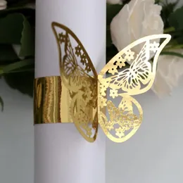 Anéis de guardanapo 50 pcs Borboleta anel laser corte papel titular toalha el aniversário casamento festa de Natal mesa decoração