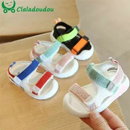 12-15.5CM сетка Baby Boys Girls Sandals 0-3Years Toddler Beach Beach Sandals Квартиры для девушки против скольжения Летняя обувь для платья Walkers 210326