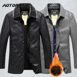 Men Faux Leather Jacket Turn-down Collar Casual Pu Motorcycle Autumn Winter Outerwear Male Outdoor Windproof Long Windbreaker 211009