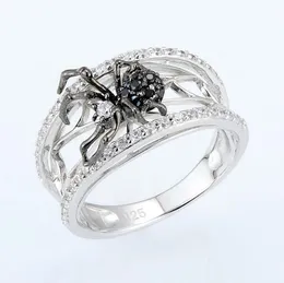 Choucong Marka obrączki roczniowe biżuteria 925 Sterling Silver Pave White Sapphire CZ Diamond Gemstones Eterntiy Spider Women Enteragement Band Ring for Love Prezent