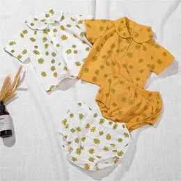 Baby Girl Clothing Outfit Infant Girls Set Cotton T-shirt + PP Shorts Sommar Toddler Kläder Suit 210521