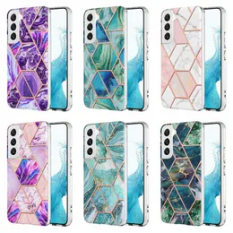 Moda Kwiat Marmur Miękkie IMD TPU Przypadki do Samsung S22 Ultra Plus Note 20 A03S 166 Galaxy A73 5g A33 A33 A53 A13 Bling Golden Line Chrome Metallic Geometria Geometria Kamień Skóra Telefon