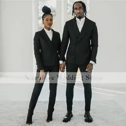 TRAJE DE NOVIO PARA BODA 2022 Black Groom Tuxedos Men Suit One Button Morning Garnitury 2 Sztuk (Kurtka + Spodnie) Czarni mężczyźni