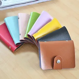 Läderfunktion 24 bitar kort fodral visitkort hållare män kvinnor kredit pass kortväska damer kreativ handväska plånbok