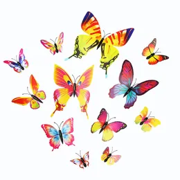 Interiör för hem 3d effekt kylskåpmagneter mångfärgade fjärilar vägg klistermärke vackra fjäril barn rum väggdekaler dekoration 12st