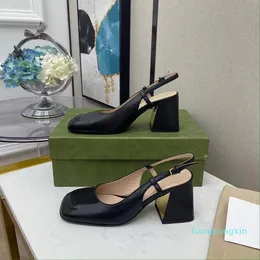 Sapatos sociais de grife preto luxo salto grosso sapatos femininos de grife couro acessórios para festa de casamento