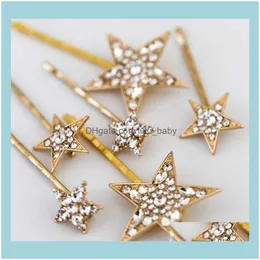 Wedding JewelryWedding Aessórios Star Cabelo Pins Sticks Gold Sier Cor Hairpins Strass Headpiece Headdress Dama de honra Bridal Jóias D