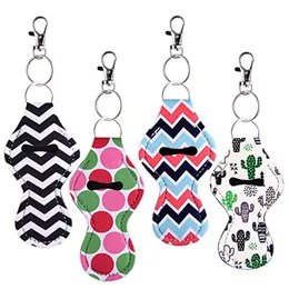 Neoprene Lip Lipgloss Holder Multi-color Pattern Wedding Party Favor Keychain Key Chapstick For Girls/Women 10.5cmx5.5cm