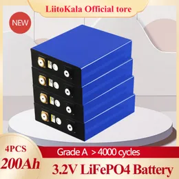 Liitokala 4pcs 3.2V 200Ah LiFePO4 배터리 12v200Ah 리튬 세포 인산염 태양 철 EU 미국 러시아 빠른 배달 세금 무료