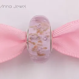 Braccialetti con ciondoli fai-da-te ﾠgioielli pandora murano distanziatore per creazione di braccialetti braccialetto con perline di VETRO con glitter rosa per donna uomo regali di compleanno matrimonio 91670