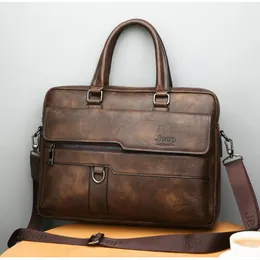 Designer män portfölj högkvalitativa affärer laptop väska vintage läder axel messenger bags kontor handväska portföljer