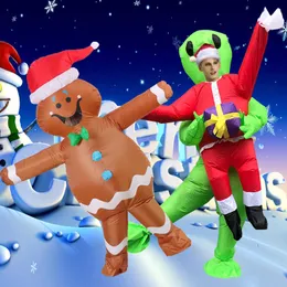 2020 New Design Christmas Cosplay Costumes Inflatable Alien Costume Adult Kids Cute Santa Claus Blow Up Garment Party Dresses Q0910