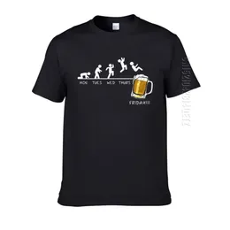 金曜日のビールo首の男性Tシャツタイムスケジュール面白い月曜日火曜日水曜日木曜日デジタルプリントコットンTシャツ210707