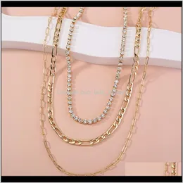 & Pendants Jewelryminar Multilayered Bling Rhinestone Chokers Necklaces For Women Chunky Link Chain Pendant Necklace Punk Fashion Jewelry Dro