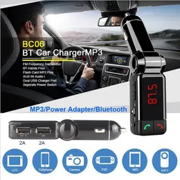 BC06車Bluetooth FMトランスミッタハンズフリーBluetooth CARキットMP3オーディオプレーヤーワイヤレスモジュレーターUSB充電器