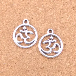 63pcs Antique Silver Bronze Plated circle yoga om Charms Pendant DIY Necklace Bracelet Bangle Findings 18*20mm