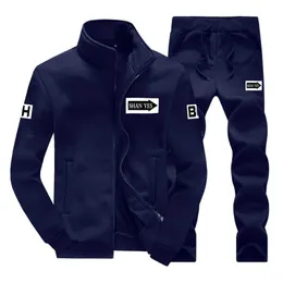 Sets Tracksuit Men Autumn Winter Jacket + Pants Male Suit Pullover Two Piece Set Casual Plus Size Chandal Hombre Marca X0610