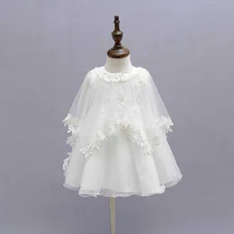 Retail Född Baby Chopening Gown Infant Girls Princess Lace Baptism Klänning Toddler Girl Dresses 3PCS / Set 1776BB 210610