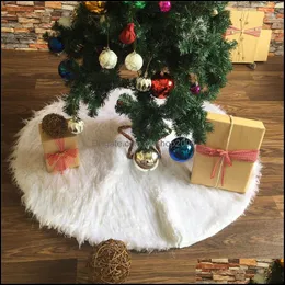 Decorazioni natalizie Forniture per feste festive Giardino domestico 30,7 "Gonne per alberi Ornamenti in pelliccia sintetica di lusso bianco Gonna natalizia in peluche Anno Decoratio