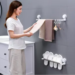 Towel Racks Stainless Steel Rack Wall Mounted Suction Cup Hanger Bathroom Bar Shelf Roll Holder Hanging Hook Shoes