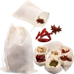 100 Pieces Reusable Drawstring Soup Bags Muslin Bag, Straining Cheesecloth Bags Soups Gravy Broth Brew Stew Pouch for Coffee Tea Bone Broth