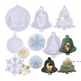 Juldekorationer 3d Lovely Silicone Mold DIY Pendant Nyckelkedja gör mögel Xmas Tree Snowflake Candles levererar lla10461